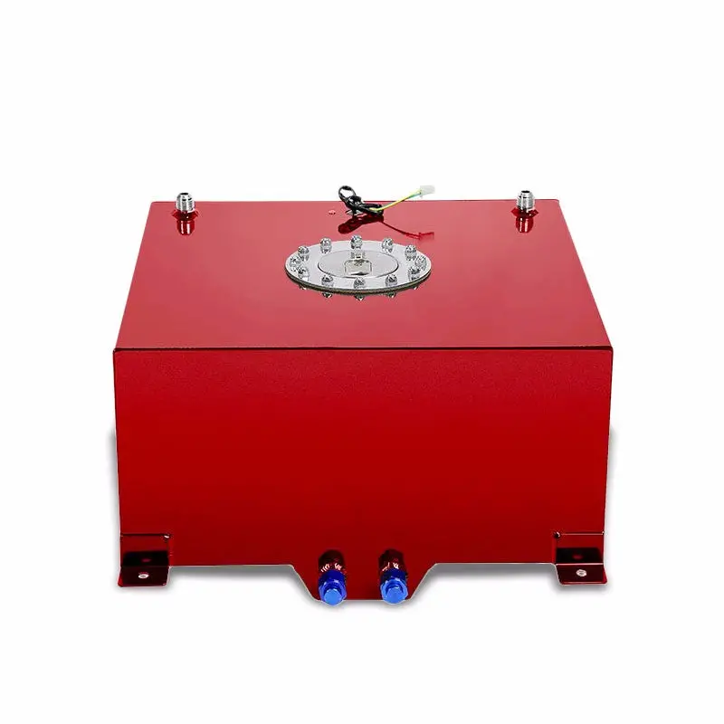 Red Aluminum 10 Gallon/38L Fuel Cell Tank/Polish Cap Door/2.0" Sump+Level Sender 1