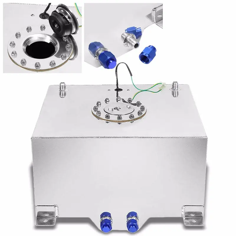 Polish Aluminum 10 Gallon/38L Gas Fuel Cell Tank/Polish Cap Door+Level Sender 1