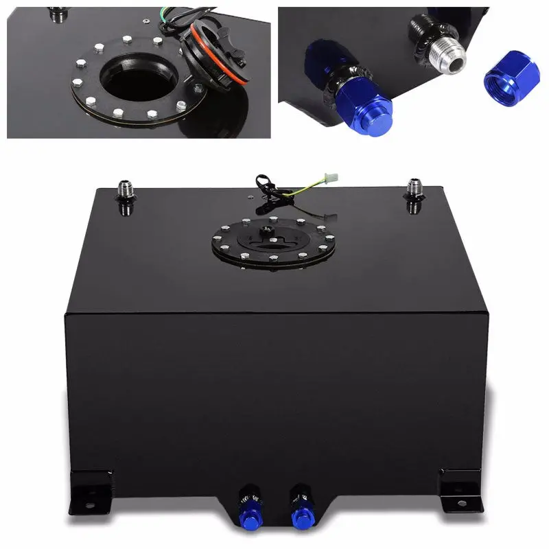 Black Aluminum 10 Gallon/38L Gas Fuel Cell Tank/Black Cap Door+Level Sender 1