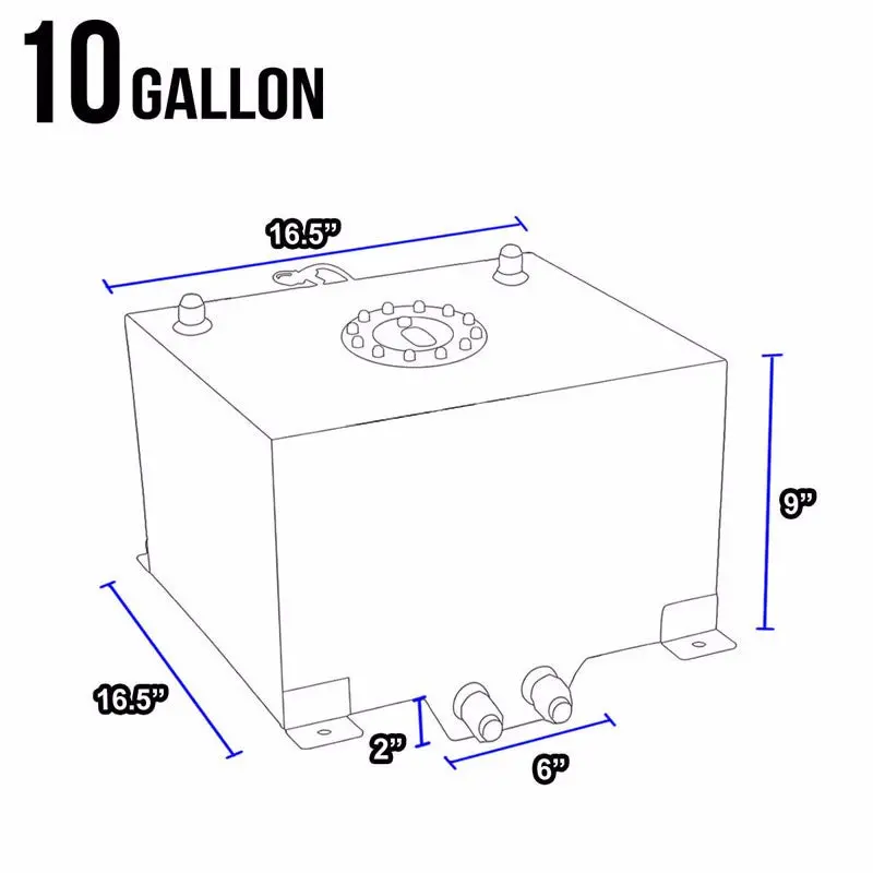 Black Aluminum 10 Gallon/38L Gas Fuel Cell Tank/Black Cap Door+Level Sender 2