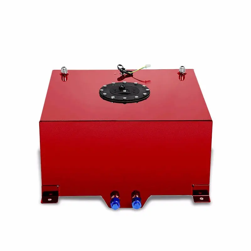 Red Aluminum 10 Gallon/38L Fuel Cell Tank/Black Cap Door/2.0" Sump+Level Sender 1