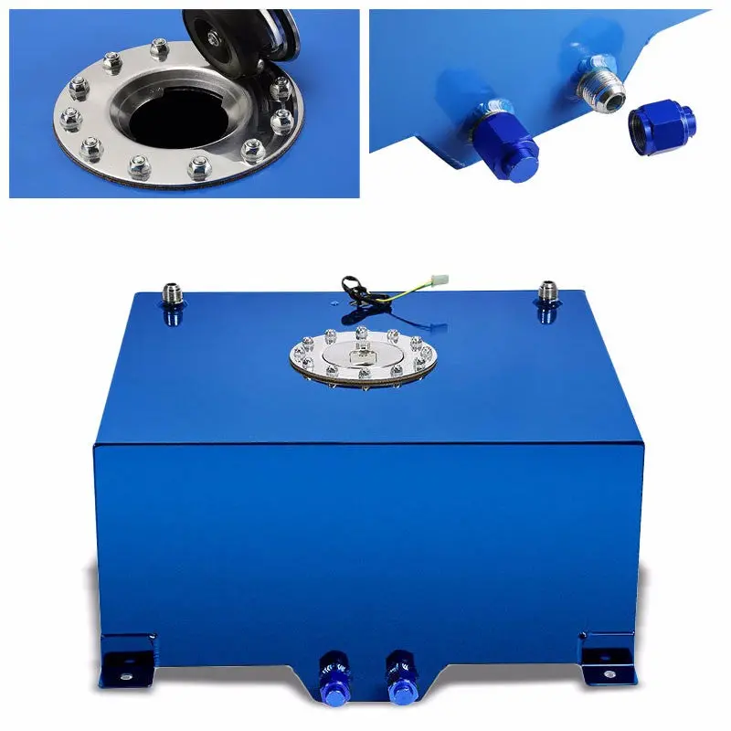 Blue Aluminum 15.5 Gallon/59L Gas Fuel Cell Tank/Polish Cap Door+Level Sender 1