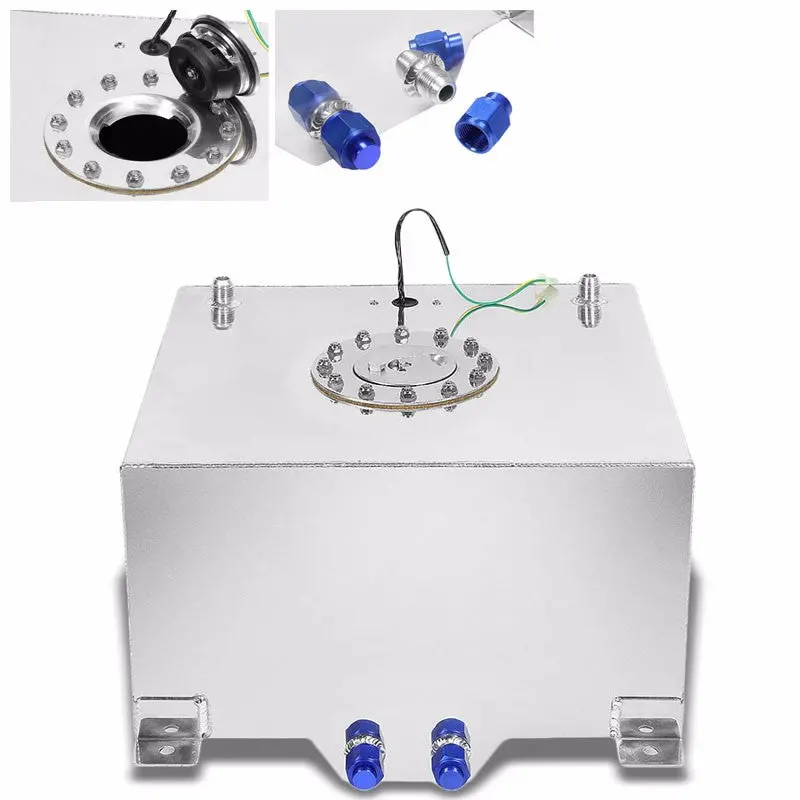 Polish Aluminum 15.5 Gallon/59L Gas Fuel Cell Tank/Polish Cap Door+Level Sender 1