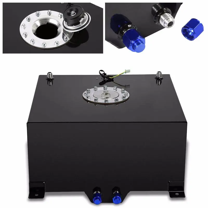 Black Aluminum 15 Gallon/57L Gas Fuel Cell Tank/Polish Cap Door+Level Sender 1