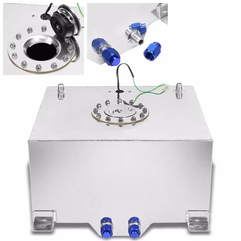 Polish Aluminum 15 Gallon/57L Gas Fuel Cell Tank/Polish Cap Door+Level Sender 1