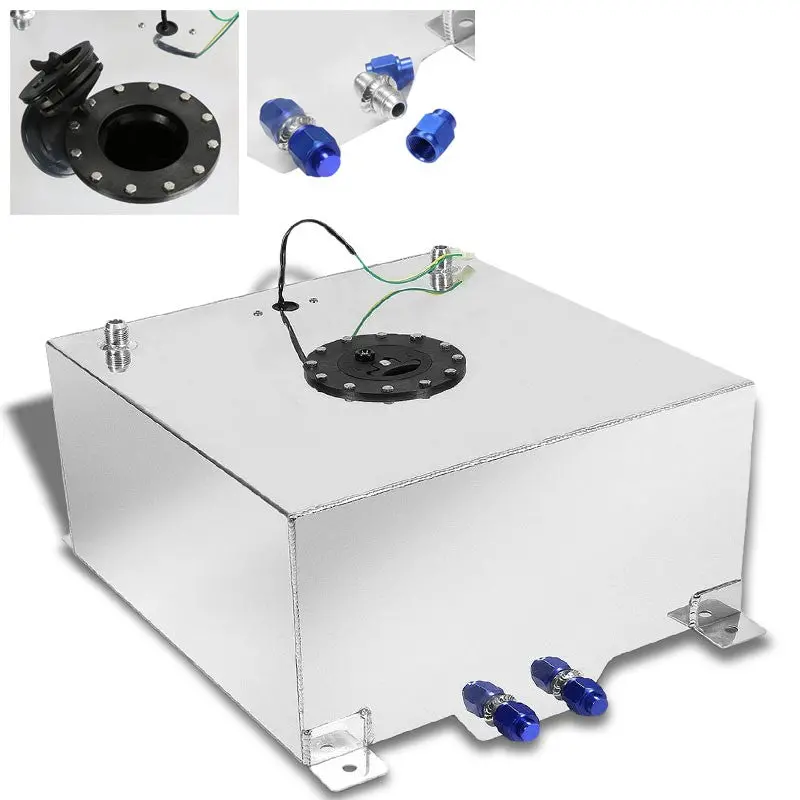 Polish Aluminum 20 Gallon/76L Gas Fuel Cell Tank/Polish Cap Door+Level Sender 1