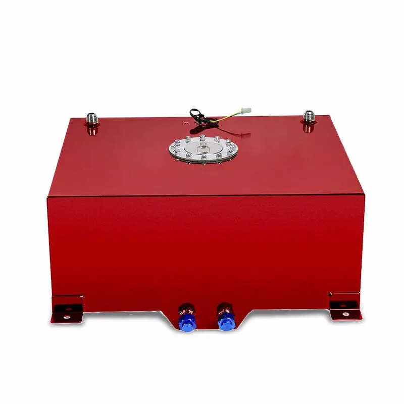 Red Aluminum 20 Gallon/76L Fuel Cell Tank/Polish Cap Door/2.0" Sump+Level Sender 1