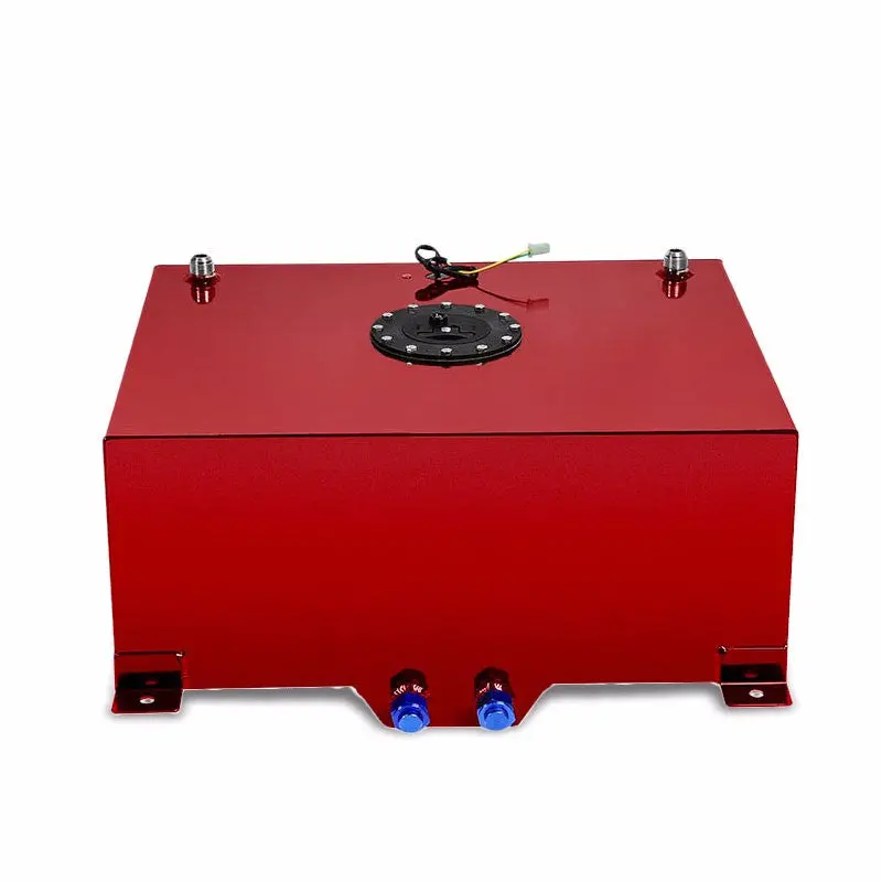 Red Aluminum 20 Gallon/76L Fuel Cell Tank/Black Cap Door/2.0" Sump+Level Sender 1