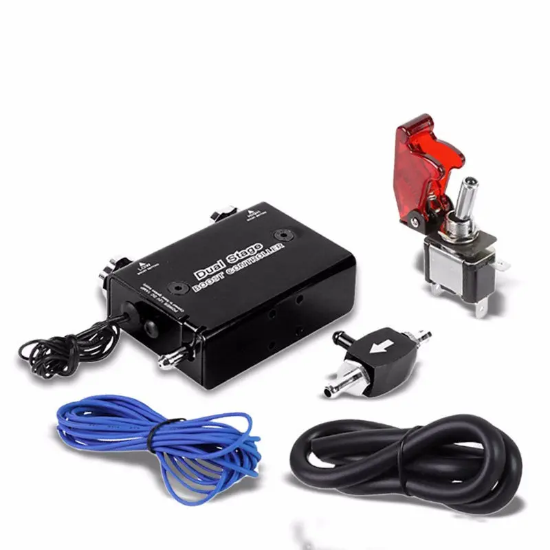Black Dual Stage Electronic Adjustable Pressure 1-30 Psi Turbo Charger Boost Control+Rocket Switch 1