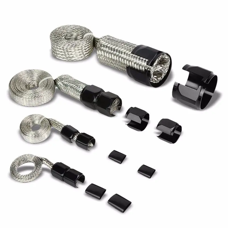 Stainless Steel Black Braided Hose Dress Up Kit Oil/Fuel/Vacuum/Radiator/Heater 1