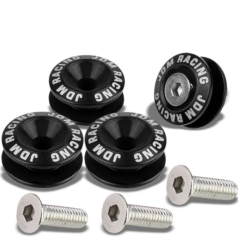 4Pcs Black Rivet Quick Release Fasteners Bolt For Bumper/Fender/Hatch/Lip/Trunk 1