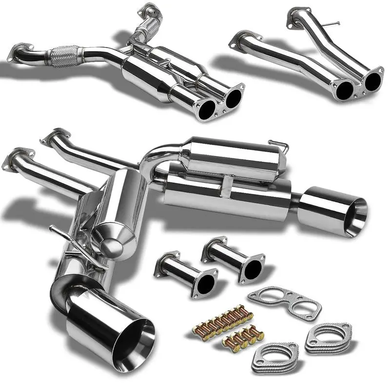 4.5" Dual Slant Roll Muffler Tip Exhaust Catback System Typ-2 For 03-09 350Z V6 1