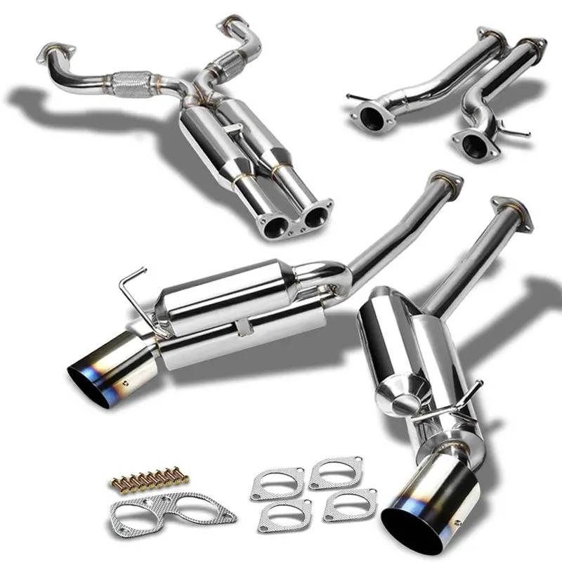 4.5" Burnt Muffler Tip Exhaust Catback System For 09-19 Nissan 370Z Z34 3.7L V6 1