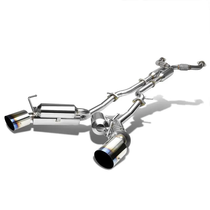 4.5" Burnt Muffler Tip Exhaust Catback System For 09-19 Nissan 370Z Z34 3.7L V6 2