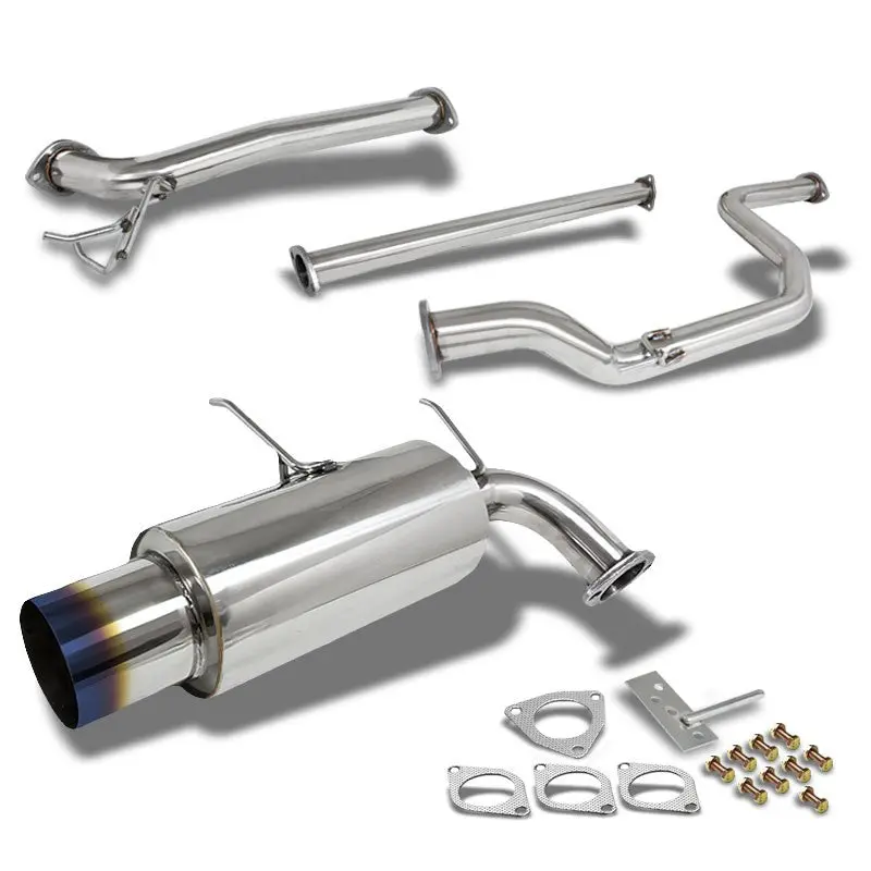 Exhaust Catback System 4.50" Round Burnt Muffler Tip For 90-93 Acura Integra L4 1
