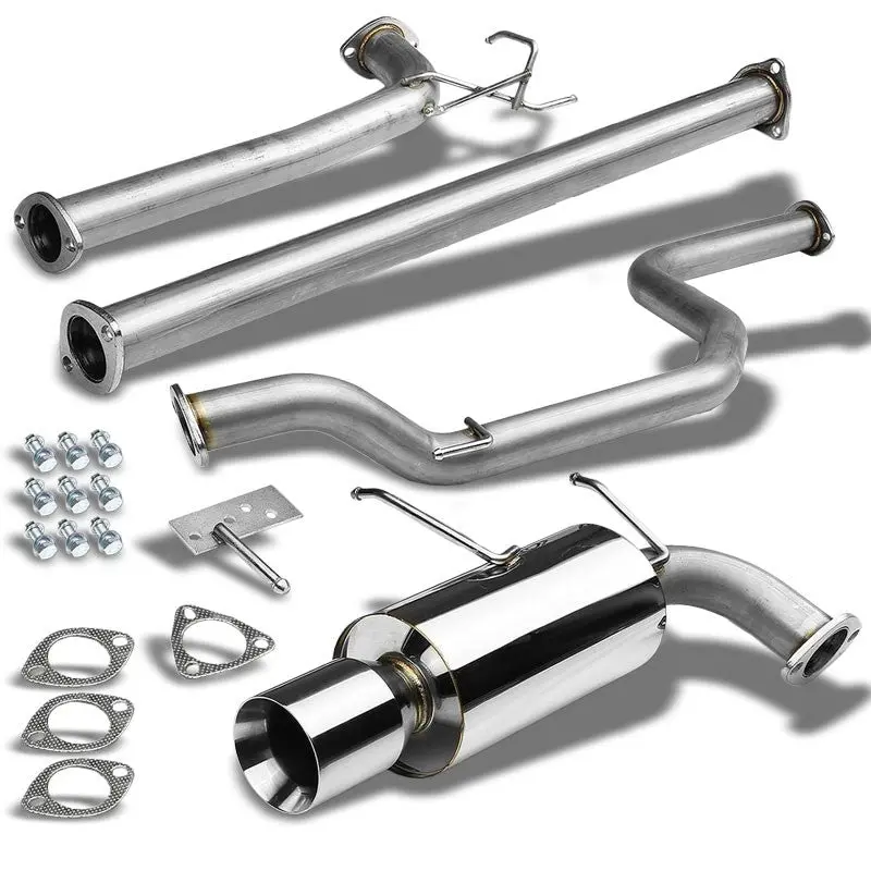 Exhaust Catback System 4.00" Round Rolled Muffler Tip For 90-93 Acura Integra L4 1
