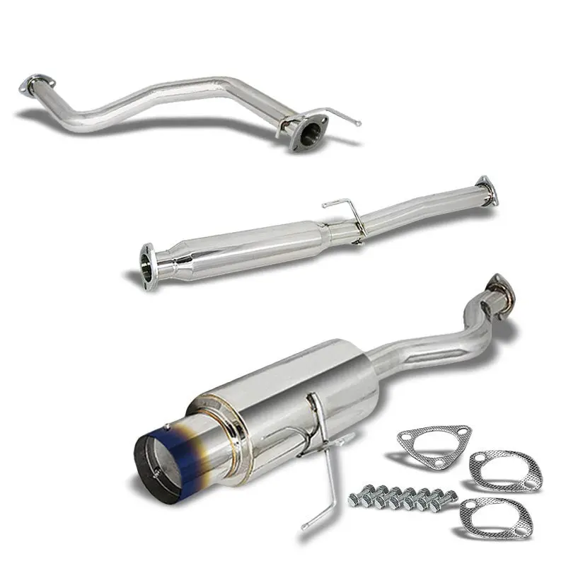 Exhaust Catback System 4.00" Round Burnt Muffler Tip For 94-01 Acura Integra Gs/Ls/Rs/Se 1.8L Dohc Hatchback 1