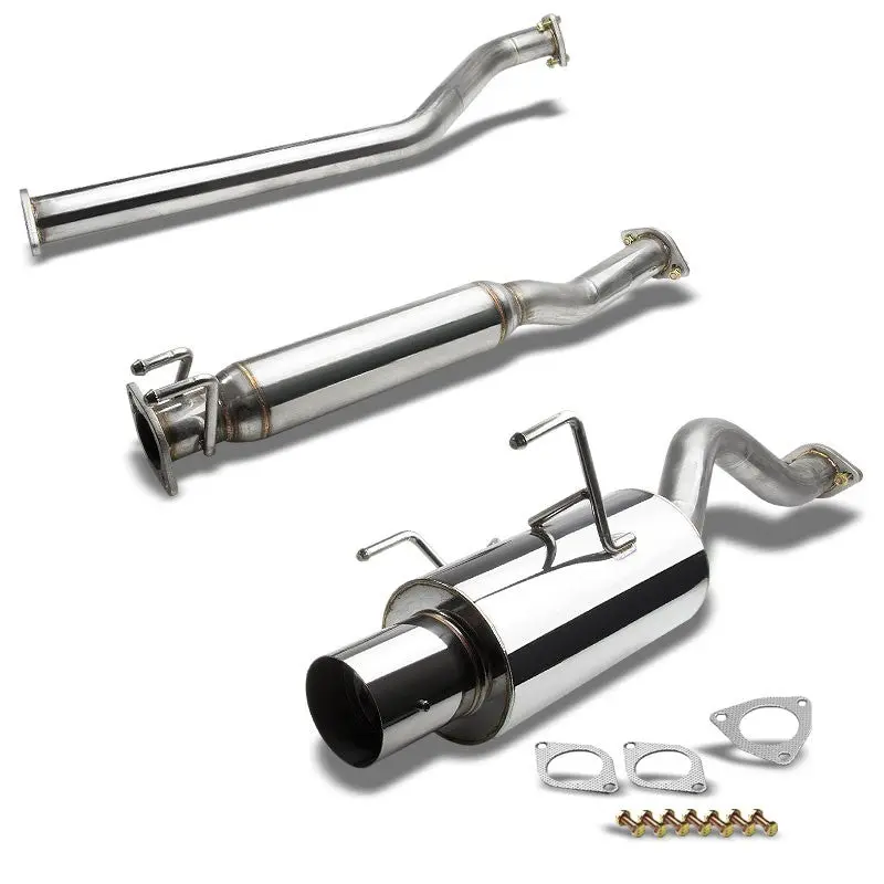 Exhaust Catback System 4.00" Round Muffler Tip With Silencer For 02-06 Acura Rsx Base 2.0L K20a3 (Dc5) 1