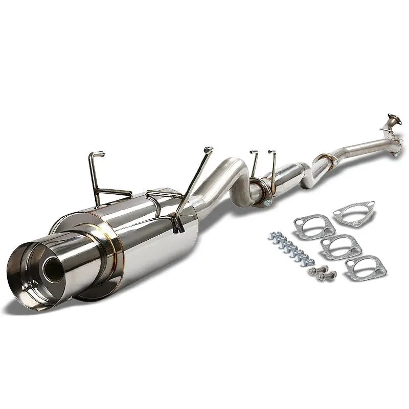 Exhaust Catback System 4.00" Muffler Tip For 01-05 Honda Civic Dx/Gx/Hx/Lx/Value 1.7L 1