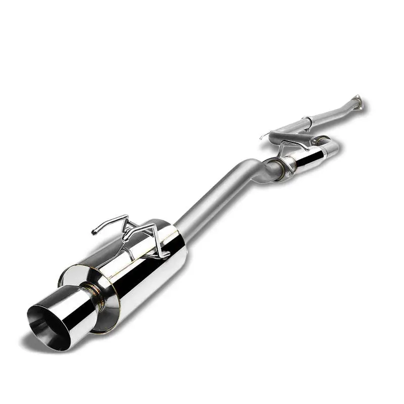 Exhaust Catback System 4.00" Round Rolled Muffler Tip For 12-15 Honda Civic Si Fb6 2.4L Sedan Only 1