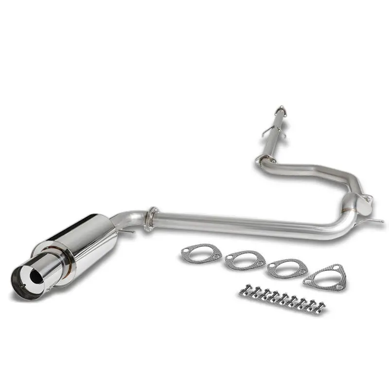 Exhaust Catback System 4.00" Round Muffler Tip With Silencer For 88-91 Honda Civic 4-Door Sedan 1.5L/1.6L Sohc (Ed3/Ed4) 1