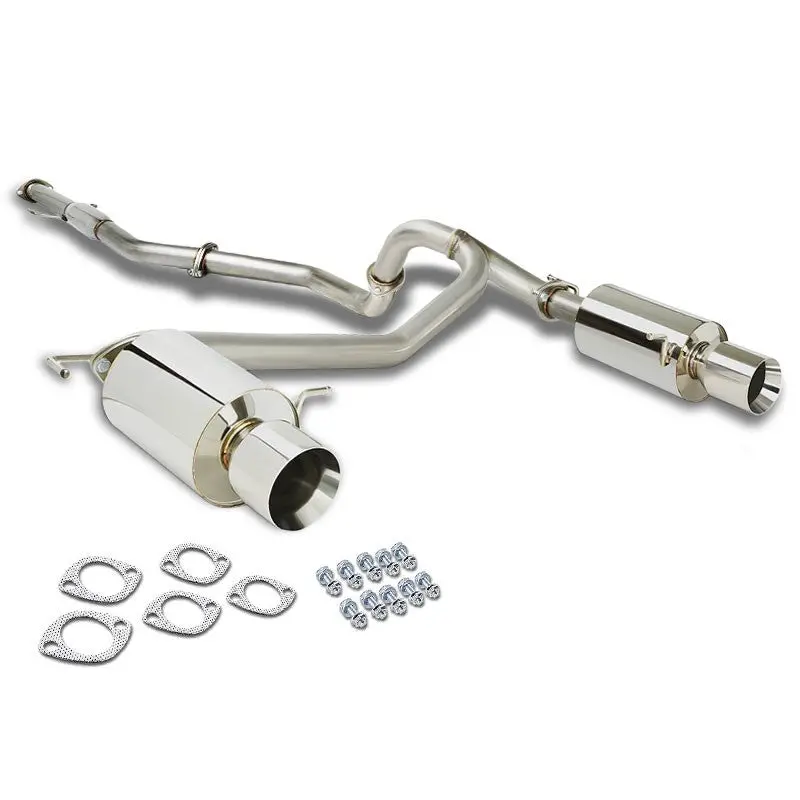 4" Dual Slant Roll Muffler Tip Exhaust Catback System For 03-08 Hyundai Tiburon 2.0L L4 Gk 2Nd Gen 1