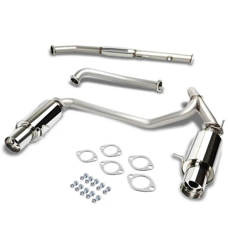 4" Dual Slant Muffler Tip Exhaust Catback System For 03-08 Hyundai Tiburon 2.0L L4 Gk 2Nd Gen 1