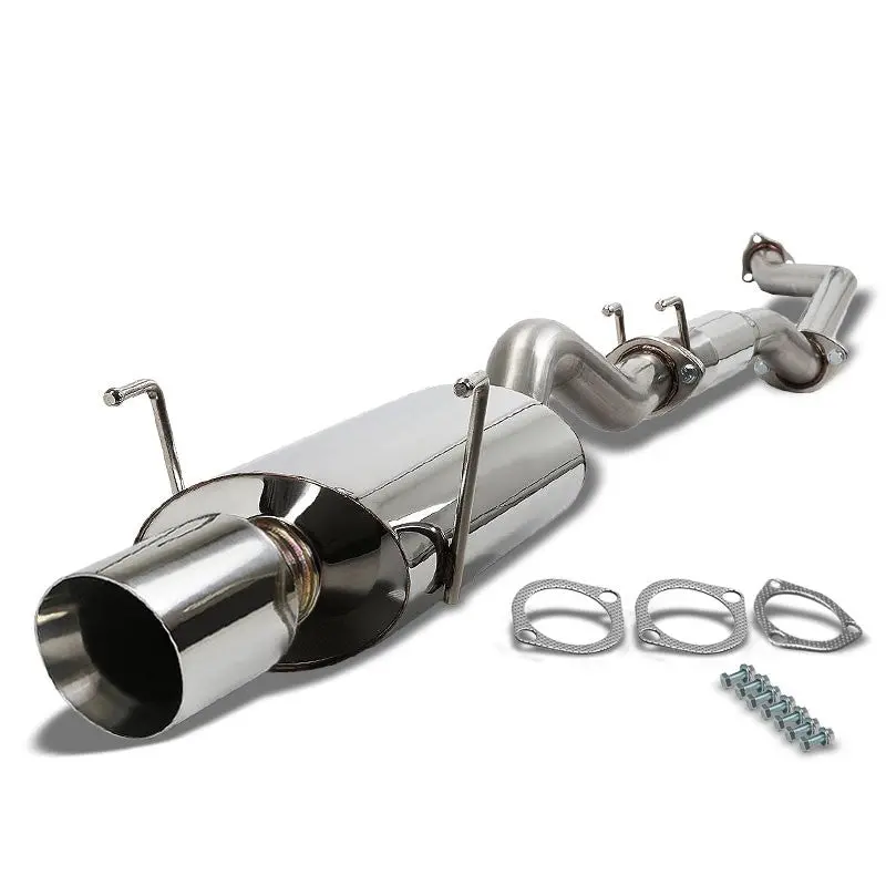 Exhaust Catback System 4.00" Round Rolled Muffler Tip For 02-06 Acura Rsx Type-S 2.0L K20a2/K20z1 (Dc5) 1