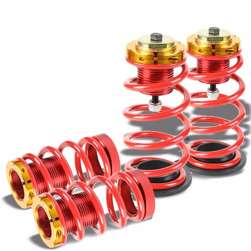 Front/Rear 1"-4" Adjust Red Suspension Lowering Spring+Perch For 12-15 Civic 1