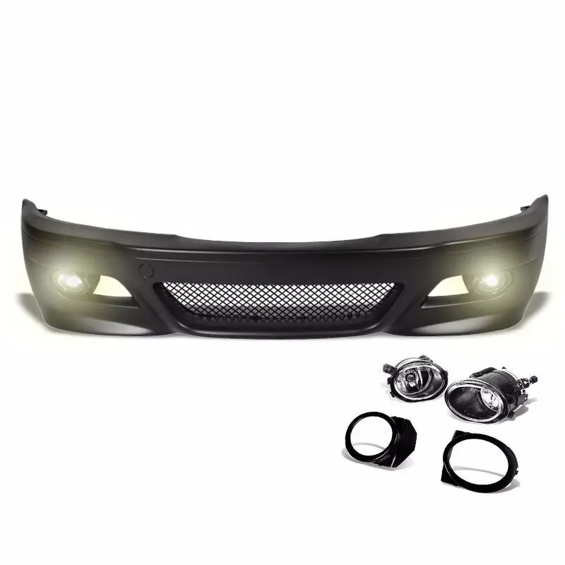 Unpainted Abs Plastic M3 Style Front Bumper Replacement Cover+Fog Light For 99-06 E36 3-Series 1