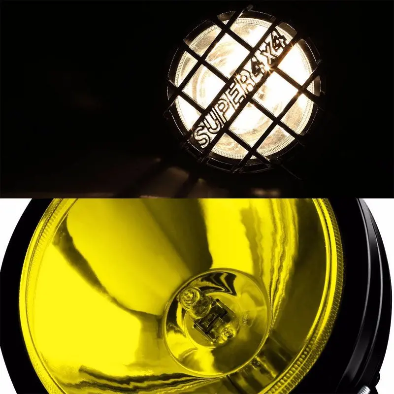 6" Round Black Body Housing Yellow Fog Light/Super 4X4 Offroad Guard Work Lamp 2