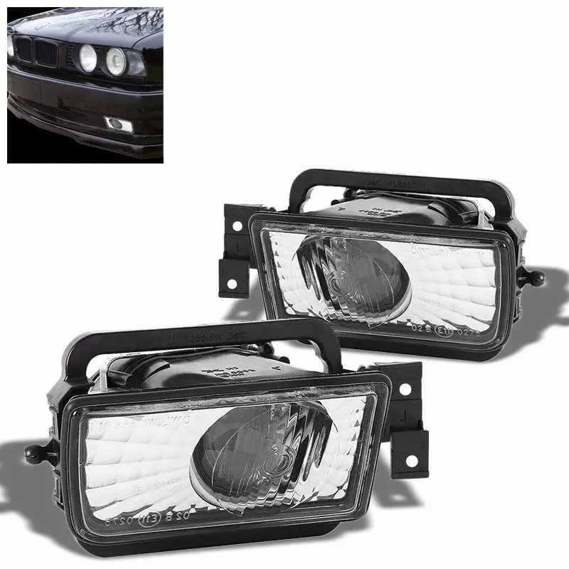Chrone Housing Clear Lens Driving Bumper Fog Light/Lamp For Bmw 88-95 5-Series 1