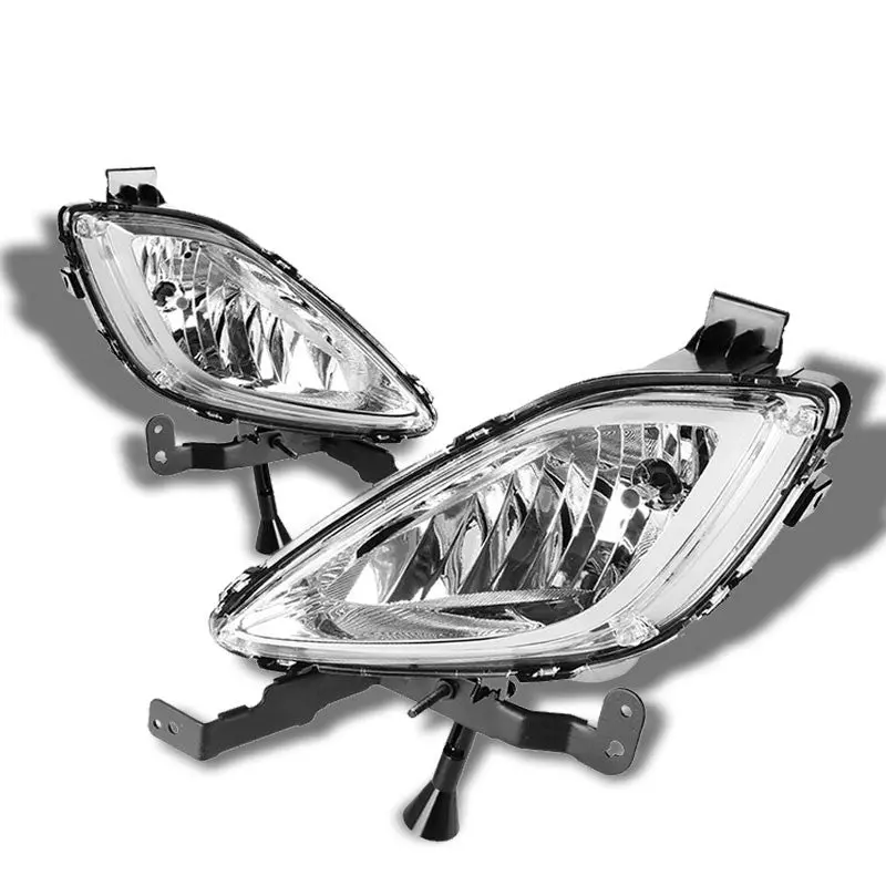 Clear Lens Oe Front Bumper Fog Light Lamp Bezel For 11-13 Elantra 4Dr Md/Ud 1