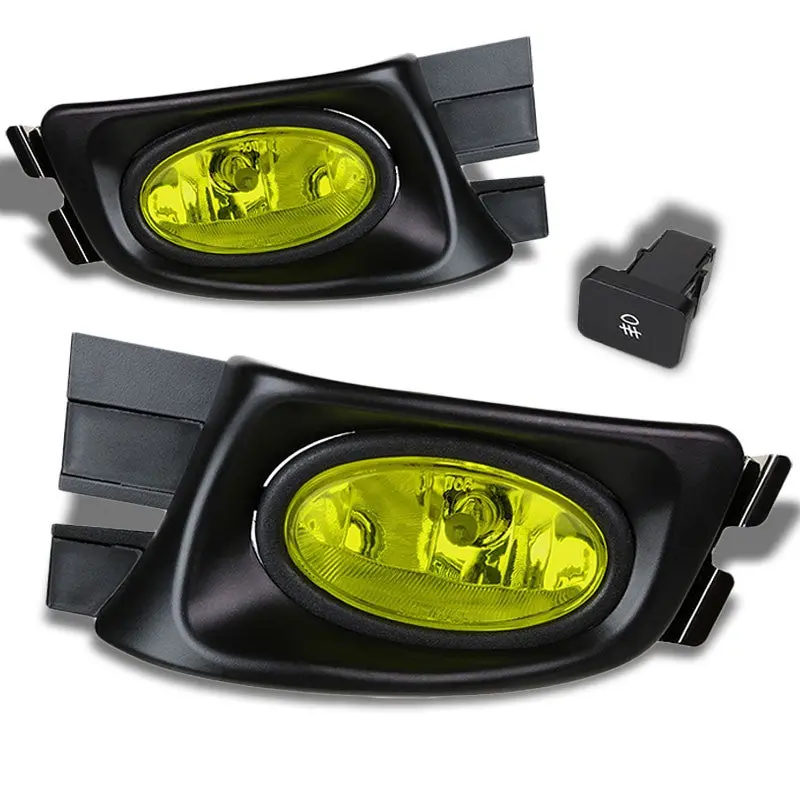 Yellow Amber Len Front Fog Light Lamp W/Bezel +Switch For 03-05 Accord 4Dr 1