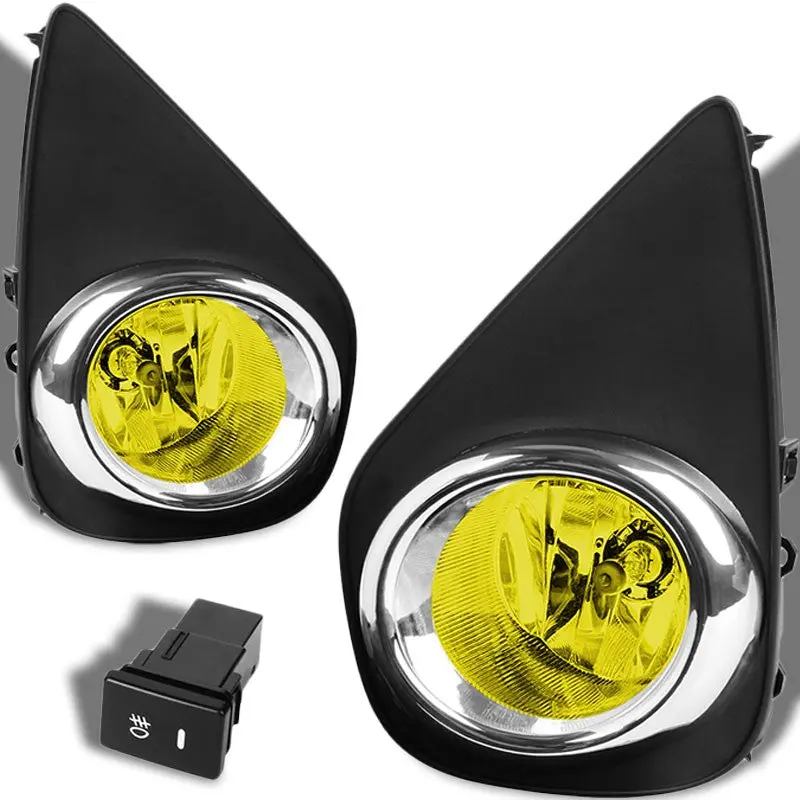 Amber Lens Oe Front Fog Light Lamp W/Bezel +Switch For 15+ Yaris Xp130 2/3Dr 1