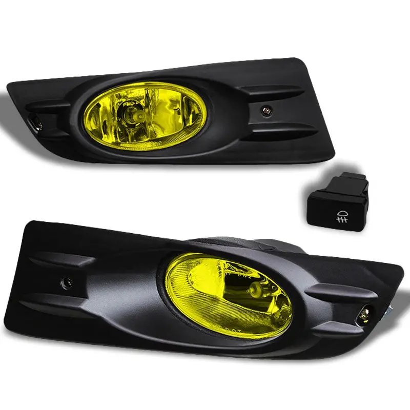 Yellow Len Oe Front Bumper Fog Light Lamp+Bezel +Switch For 06-07 Accord Uc1 1