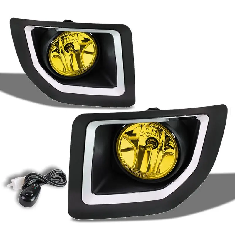 Amber Len Bumper Fog Light Lamp+Bezel +Switch For 15-16 Sierra 2500Hd/3500Hd 1