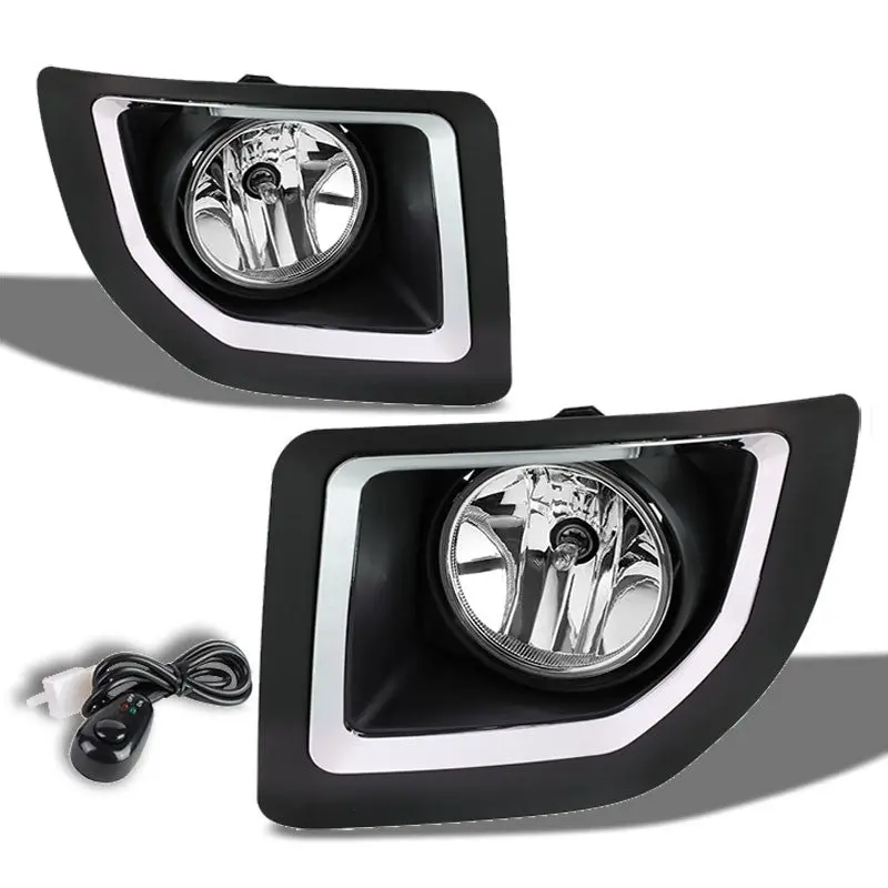 Clear Lens Bumper Fog Light Lamp W/Bezel +Switch For 15-16 Sierra 25Hd/35Hd 1