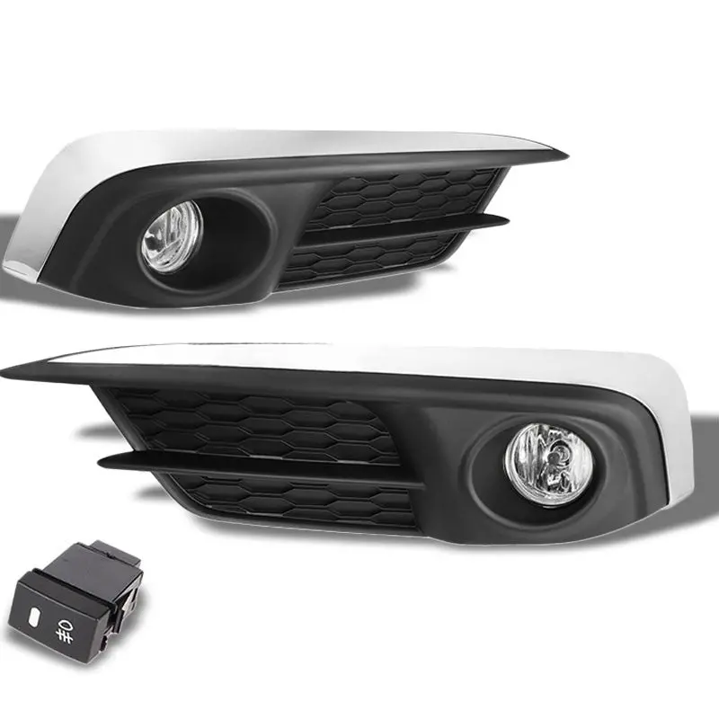 Clear Lens Oe Front Bumper Fog Light Lamp+Bezel +Switch For 16 Civic 2/4Dr 1