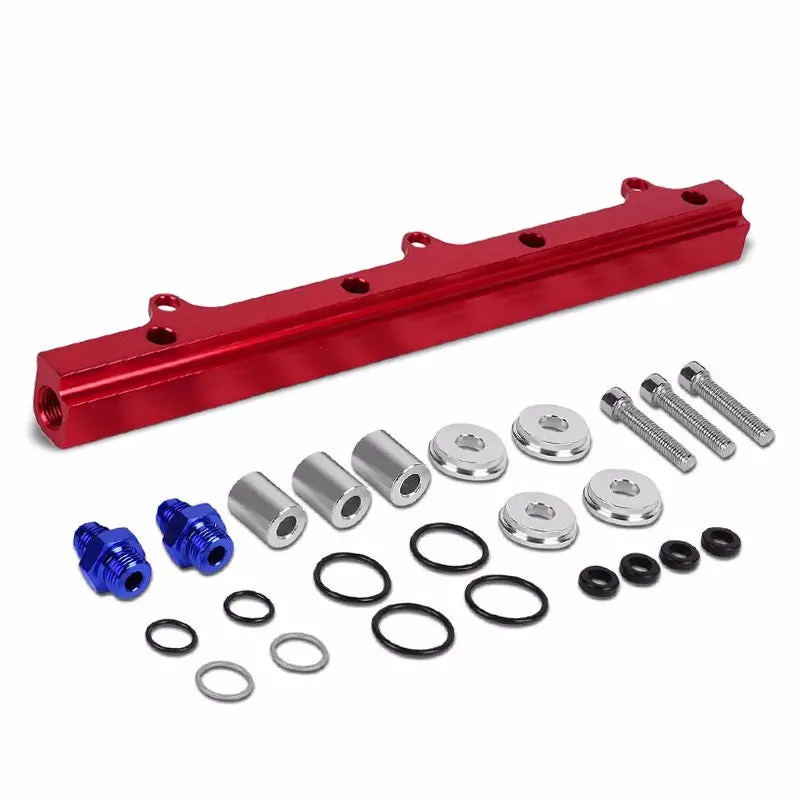 Red Aluminum Racing Fuel Injector Rail Kit For Honda/Acura B16/B17/B18/B20 Em Dc 1