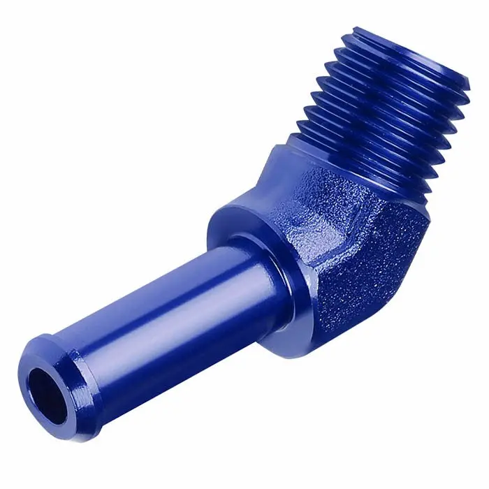 Blue 1/4 Barb To 3/8 Npt 45 Degree [Hose Barb To Npt Male Adapter] Oil/Fuel An Fitting 1
