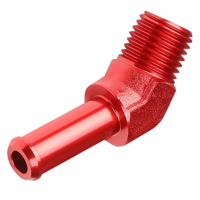 Red 1/4 Barb To 3/8 Npt 45 Degree [Hose Barb To Npt Male Adapter] Oil/Fuel An Fitting 1