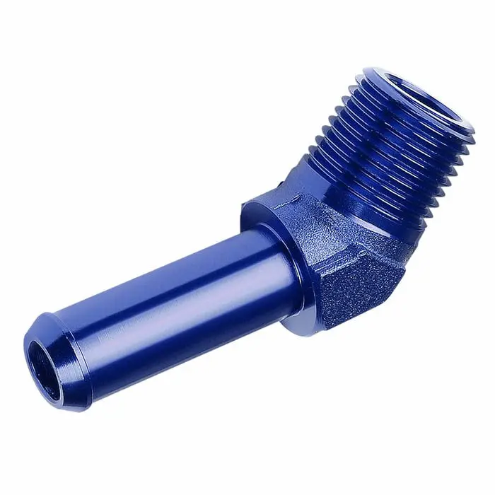 Blue 1/2 Barb To 5/8 Npt 45 Degree [Hose Barb To Npt Male Adapter] Oil/Fuel An Fitting 1