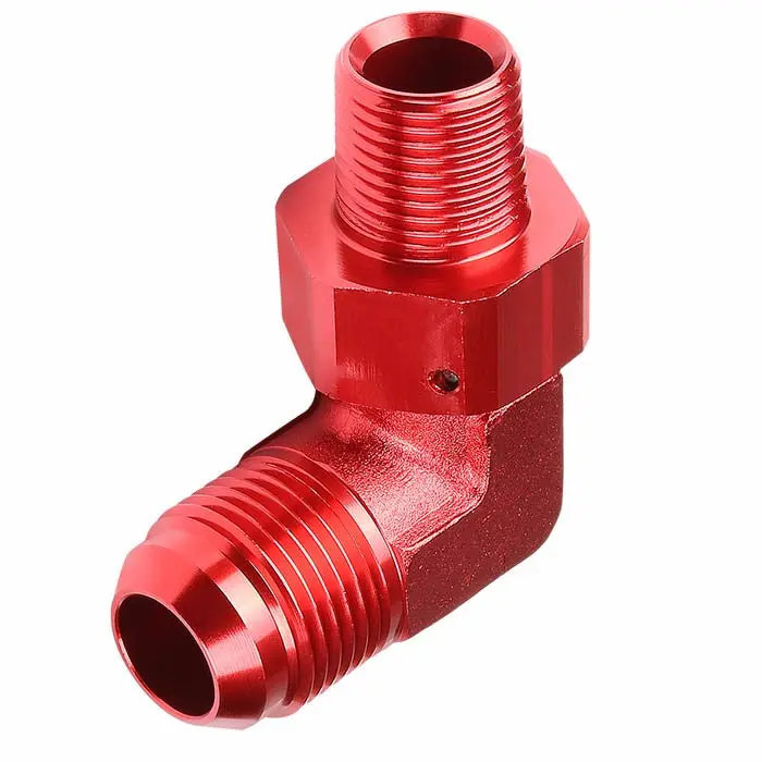 Red -10 To 3/8 Npt 90 Degree [An Flare To Npt / Metric Adapter] Oil/Fuel An Fitting 1