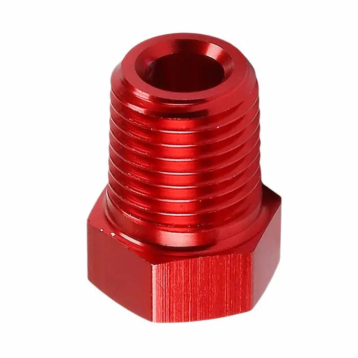 Red 1/8 Female To 1/4 Male Npt Straight [Female To Male Expander Reducer] Oil/Fuel An Fitting Adapter 1