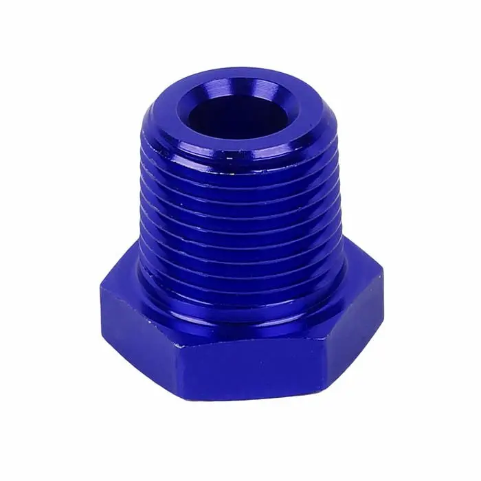 Blue 1/8 Female To 3/8 Male Npt Straight [Female To Male Expander Reducer] Oil/Fuel An Fitting Adapter 1