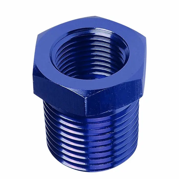 Blue 3/8 Female To 1/2 Male Npt Straight [Female To Male Expander Reducer] Oil/Fuel An Fitting Adapter 1