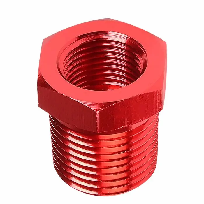 Red 3/8 Female To 1/2 Male Npt Straight [Female To Male Expander Reducer] Oil/Fuel An Fitting Adapter 1