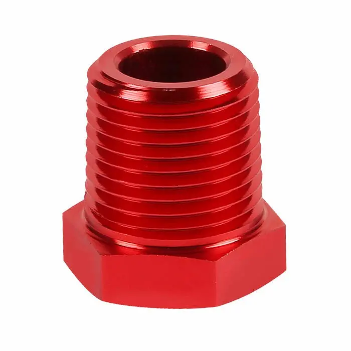 Red 1/4 Female To 1/2 Male Npt Straight [Female To Male Expander Reducer] Oil/Fuel An Fitting Adapter 1