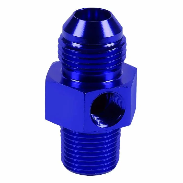 Blue -8 To 3/8 Npt, 1/8 Npt Side Port Straight [An Flare To Npt / Metric Adapter (Side Port)] Oil/Fuel An Fitting 1